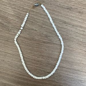 Handmade white beaded necklace
